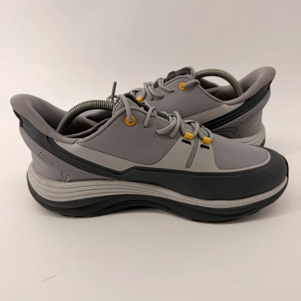 Kizik Lima Men 10 Wide Grey Black Yellow Hands-Free Athletic Casual Sneakers